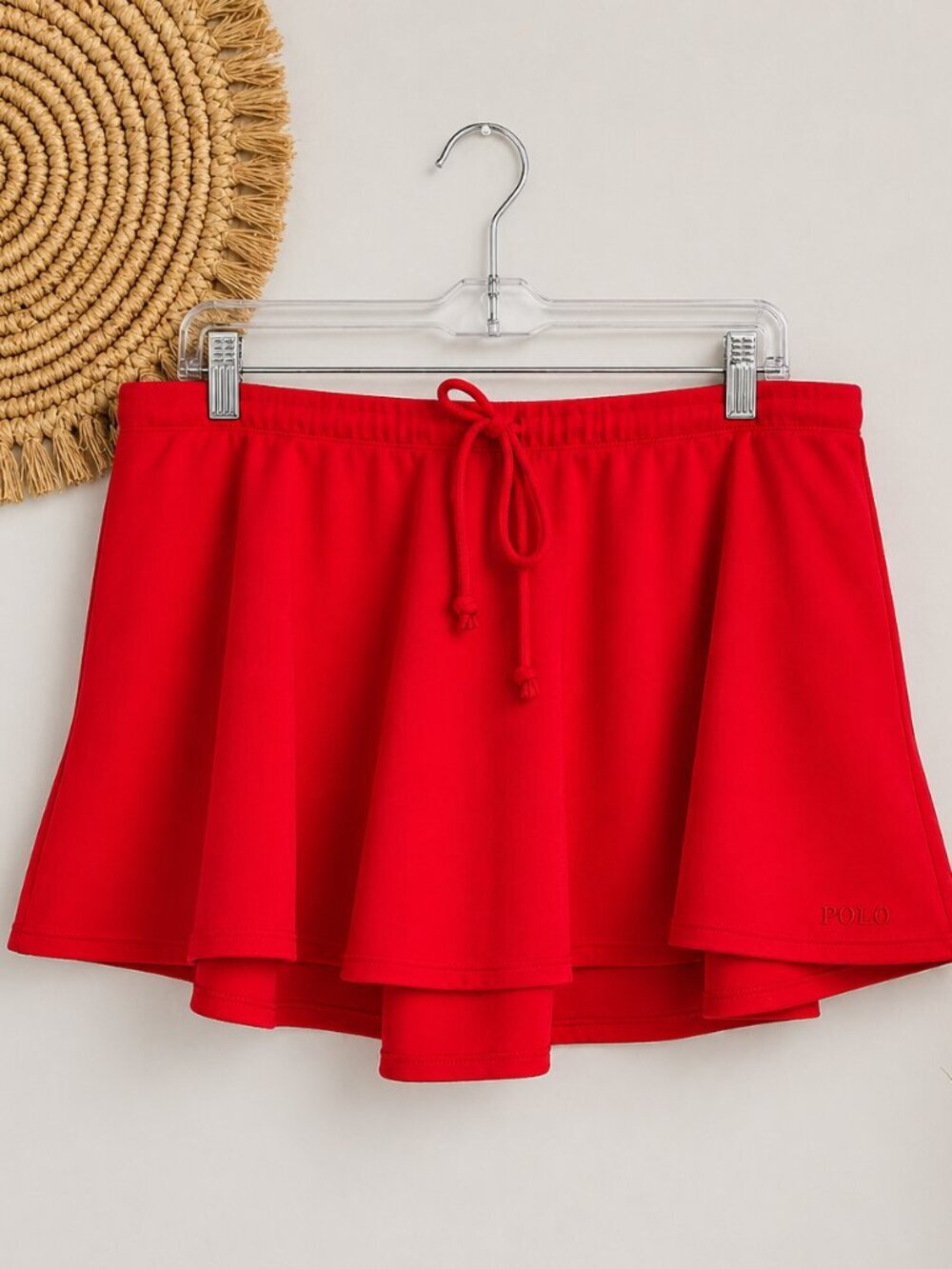 SKIMS Cherry Red Pull-on Cotton Fleece Jersey Mini Skirt SZ XL Tomato Girl - Picture 2 of 12